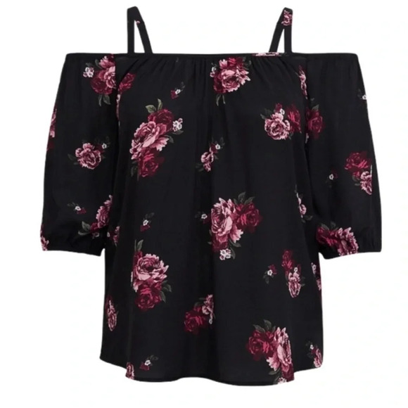 TORRID NEW WOMENS PLUS PINK FLORAL TOP SHIRT BLOUSE SUMMER FALL CASUAL SZ 1X 2X - Picture 2 of 5
